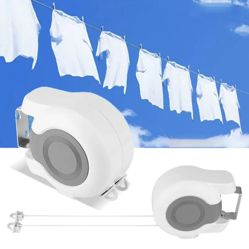 Double Corde à Linge Rétractable Automatique 30m Fixation Murale 2 Lignes Indépendantes - حبل غسيل أوتوماتيكي مزدوج قابل للسحب بطول 30 متراً (15×2) - Maison - صورة 4