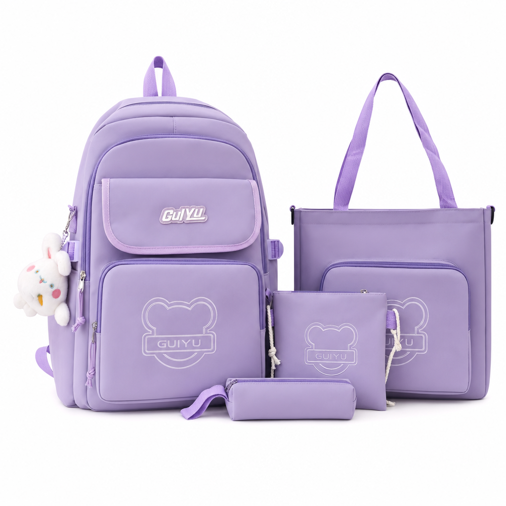 Cartable Scolaire 4 en 1 GUIYU – Sac à Dos + Sac Cabas + Pochette + Trousse - Back to School - صورة 2