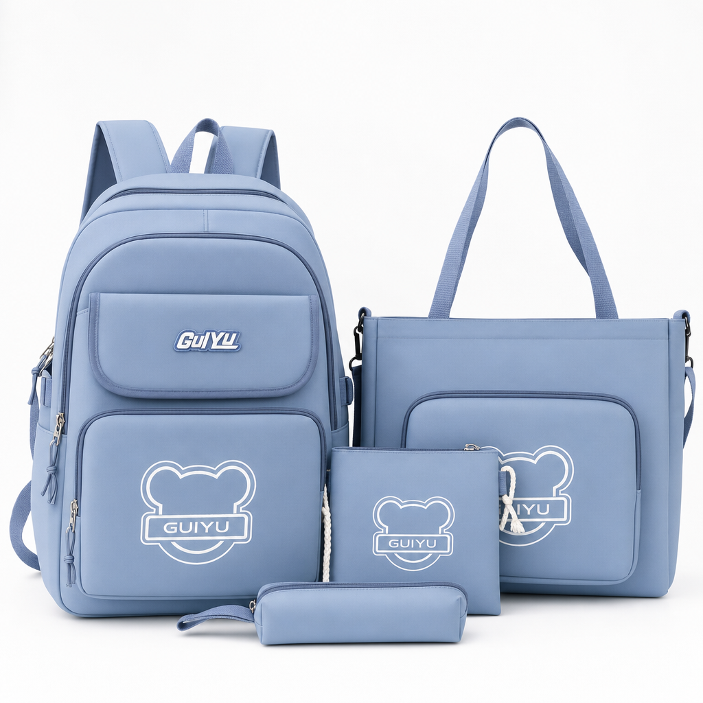 Cartable Scolaire 4 en 1 GUIYU – Sac à Dos + Sac Cabas + Pochette + Trousse - Back to School - صورة 4