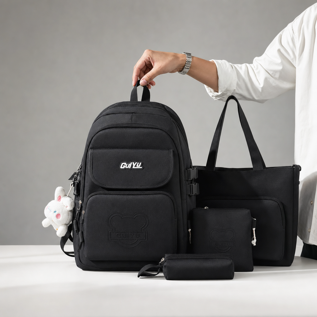 Cartable Scolaire 4 en 1 GUIYU – Sac à Dos + Sac Cabas + Pochette + Trousse - Back to School - صورة 6