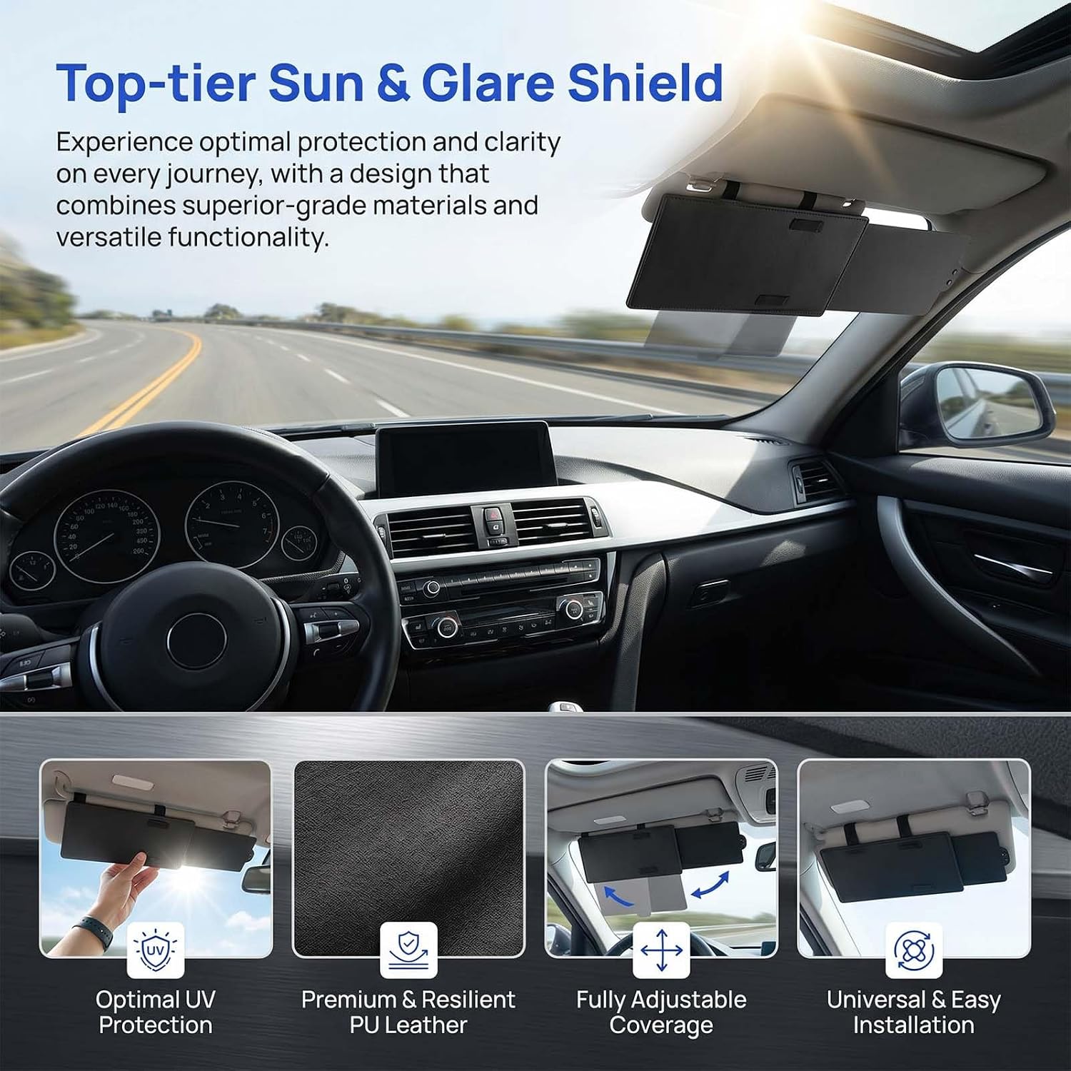 Extension de Pare-Soleil Anti-Éblouissement Ajustable pour Voiture - حاجِب شمس ومظلة للسيارات واقٍ من الأشعة فوق البنفسجية - Accessoires Auto/Moto - صورة 3