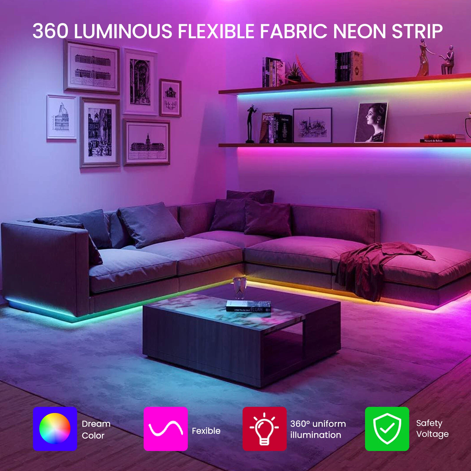 شريط إضاءة ملونة 360° | Bande LED Tube App Control | 5m USB 5V - Décoration - صورة 2
