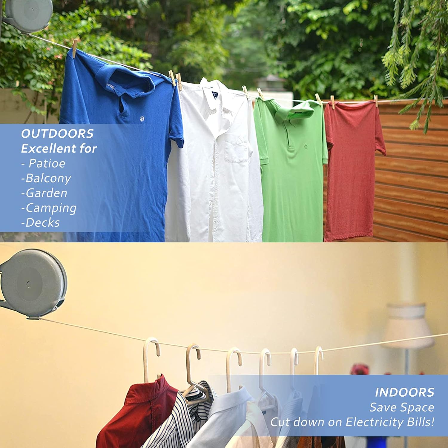 Corde à Linge Rétractable Automatique 15m Fixation Murale Supporte 10kg - حبل غسيل ملابس أوتوماتيكي قابل للسحب بطول 15 متراً - Maison - صورة 4