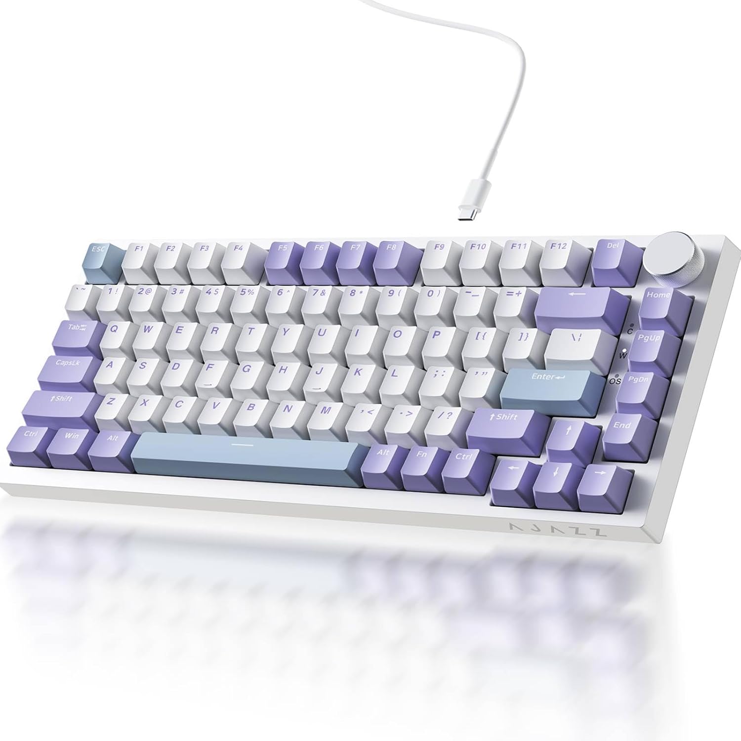Clavier Mécanique Ajazz AK820 Purple avec Bouton de Volume et Structure Gasket - لوحة مفاتيح ميكانيكية - صورة 5