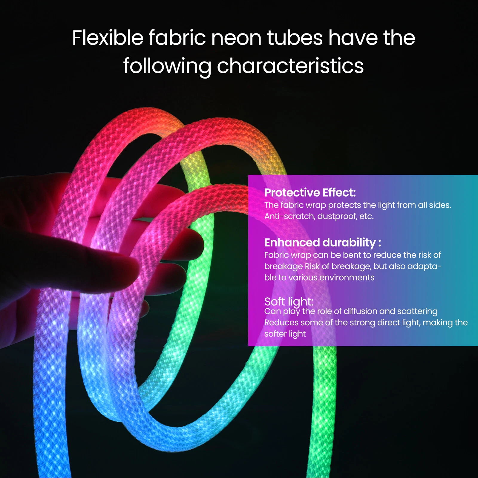 شريط إضاءة ملونة 360° | Bande LED Tube App Control | 5m USB 5V - Décoration - صورة 5