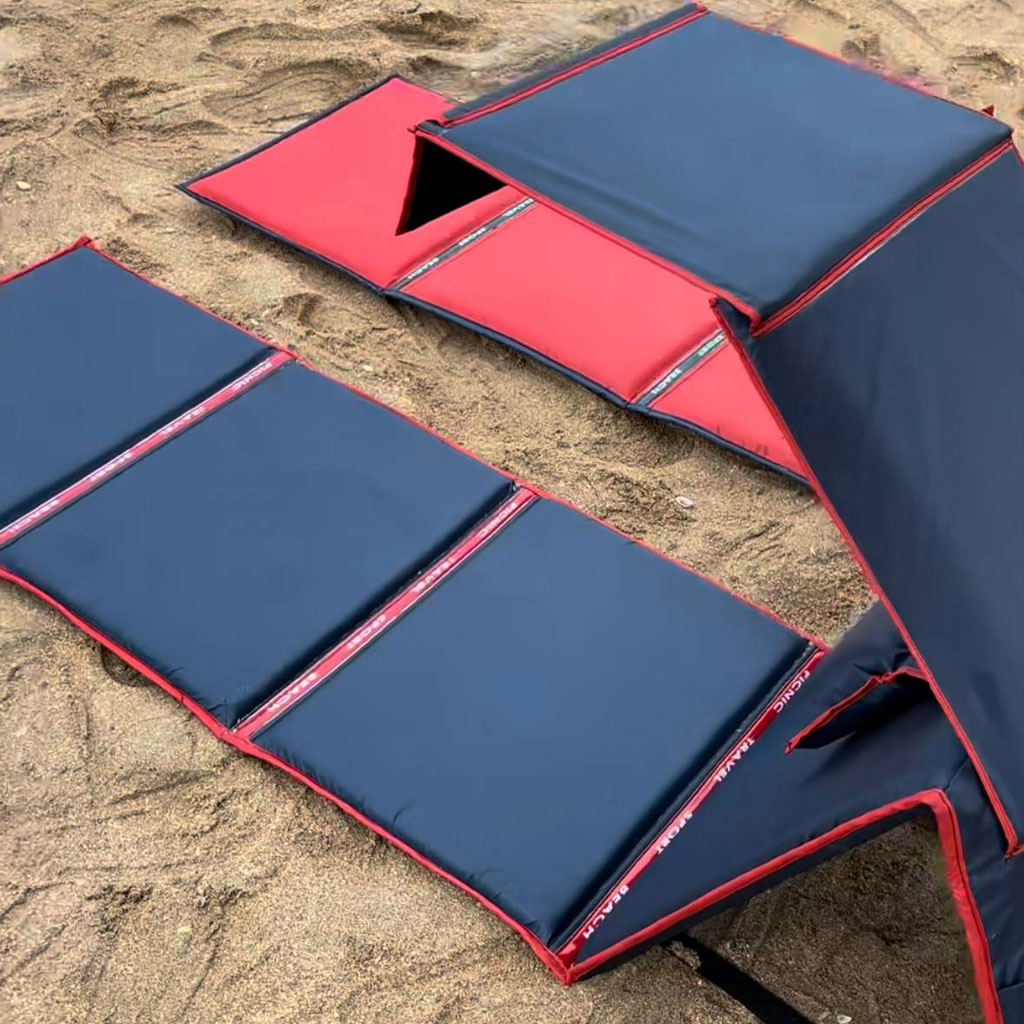 Chaise Longue de Plage Pliable avec Pare-Soleil et Oreiller Intégré - كرسي شاطئ قابل للطي مع مظلة شمسية ووسادة مدمجة - Vacance & Loisir - صورة 3