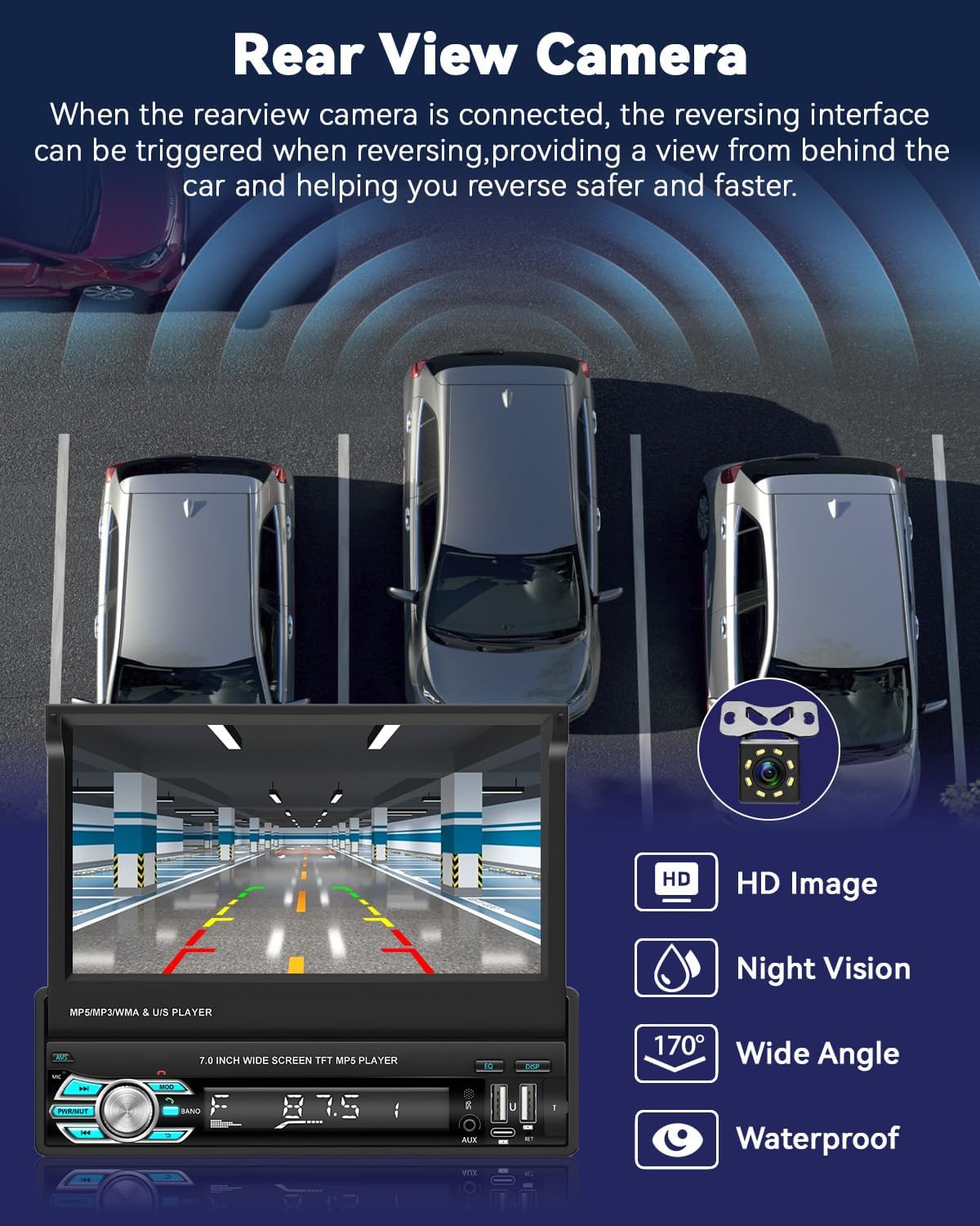 Autoradio Rétractable Tactile 7 Pouces Wireless CarPlay Android Auto 32+2GB - راديو السيارة الذكي بنظام أندرويد وشاشة 7 بوصة قابلة للطي - Accessoires Auto/Moto - صورة 3