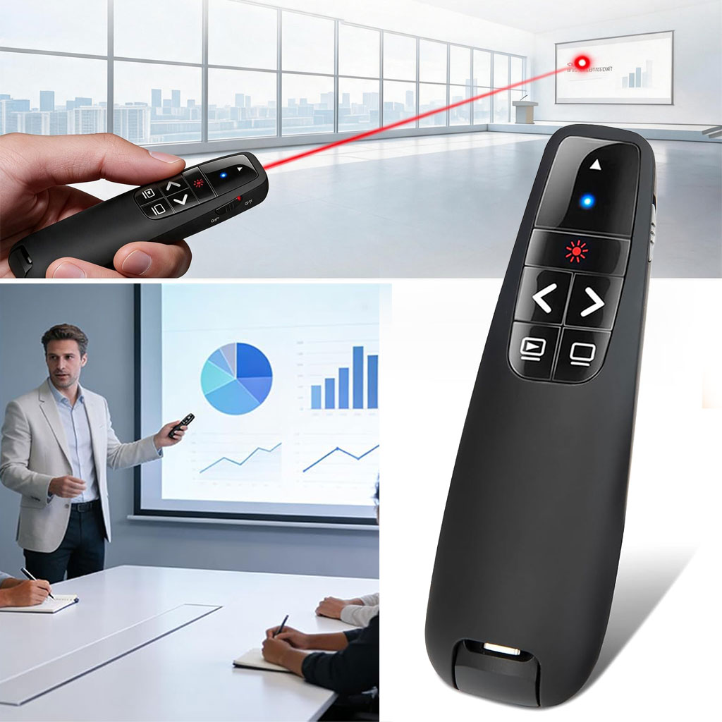 Télécommande de Présentation Sans Fil Pointeur Laser, Portée 15M - جهاز العرض والمؤشر اللاسلكي للتقديم والاجتماعات