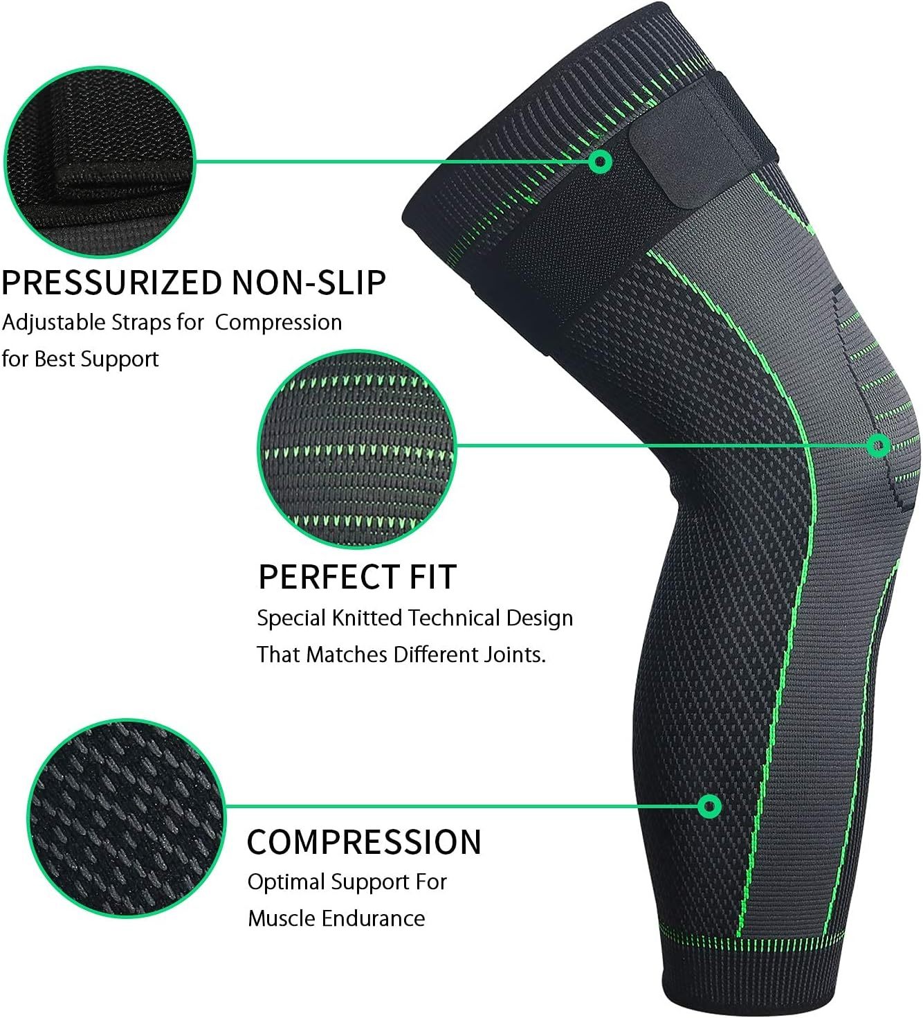 Jambière de Compression Longue avec Sangle Réglable et Tricotage 3D 2Pcs - مشد الساق الكامل والمفصل مع حزام تثبيت 2 قطع - Sport - صورة 4