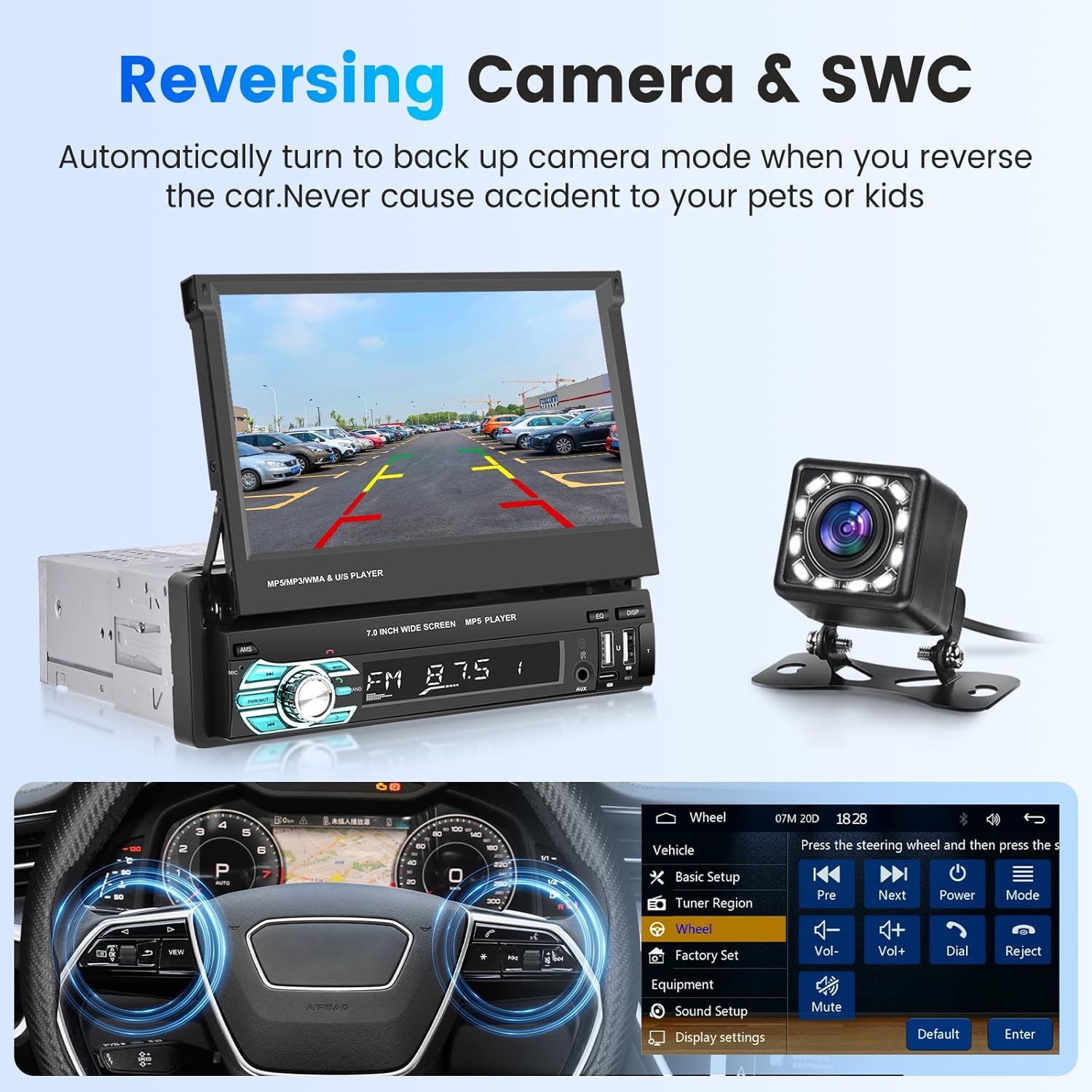 Autoradio Rétractable Tactile 7 Pouces Wireless CarPlay Android Auto 32+2GB - راديو السيارة الذكي بنظام أندرويد وشاشة 7 بوصة قابلة للطي - Accessoires Auto/Moto - صورة 2