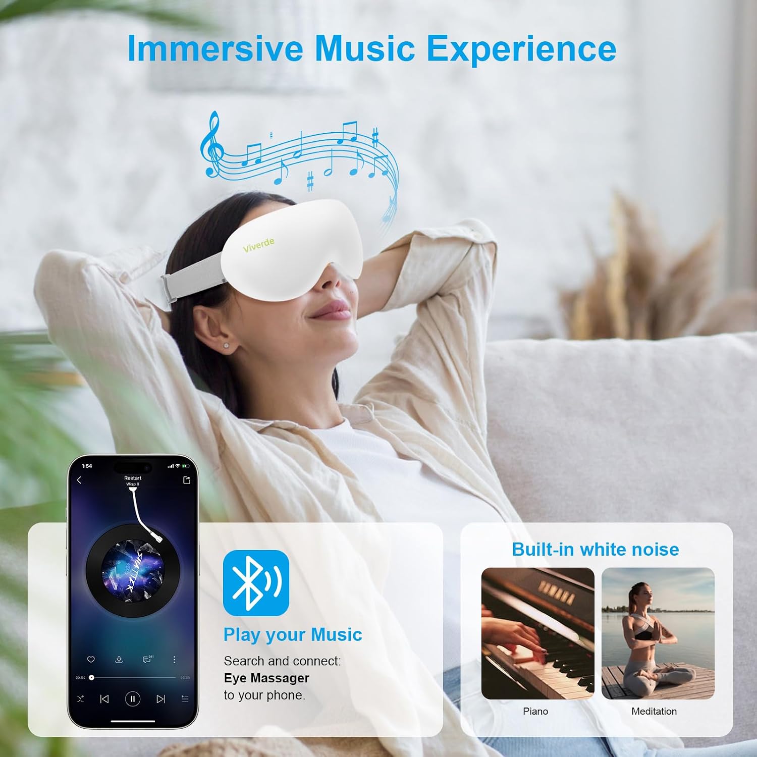 Masseur Oculaire Intelligent 12 Nœuds Compresses Chaudes et Froides Musique Intégrée - جهاز مساج العين الذكي مع خاصية التبريد والحرارة والموسيقى - Soins et Beauté - صورة 2