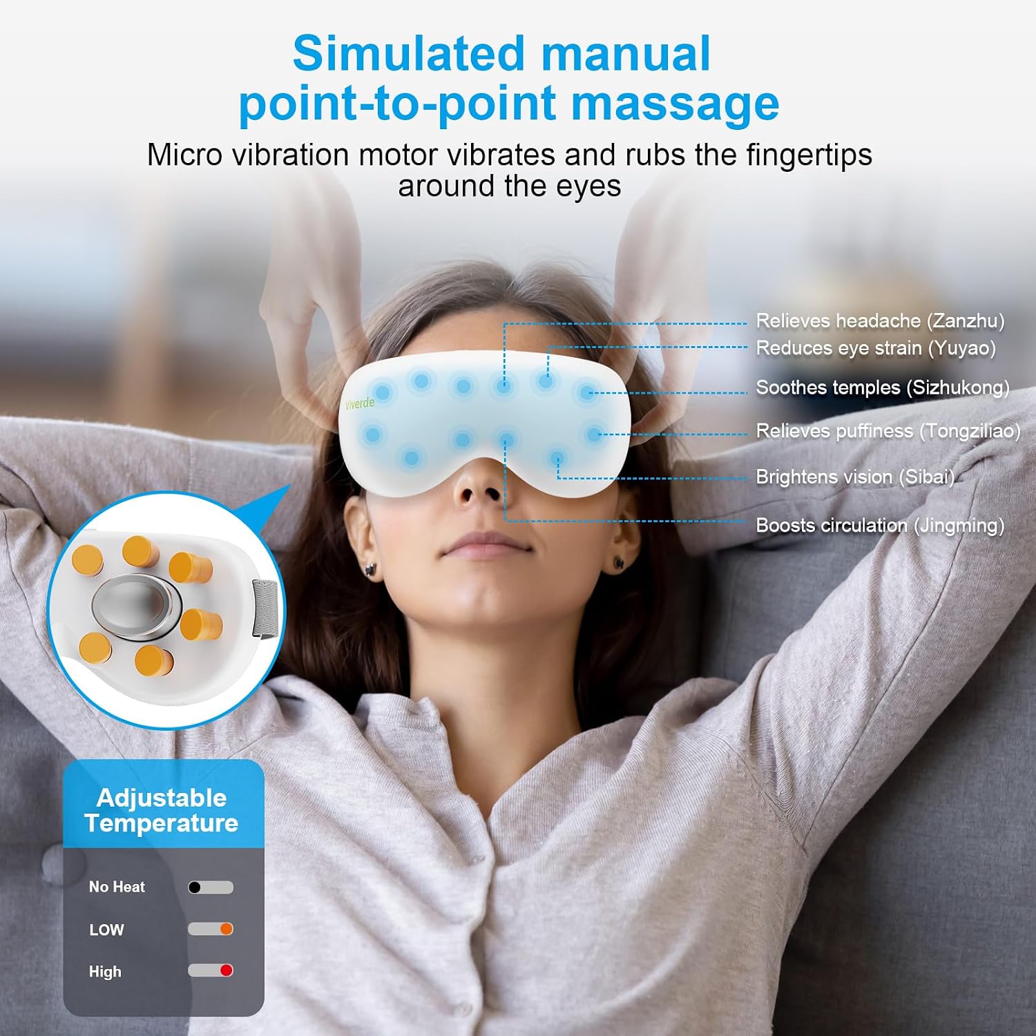 Masseur Oculaire Intelligent 12 Nœuds Compresses Chaudes et Froides Musique Intégrée - جهاز مساج العين الذكي مع خاصية التبريد والحرارة والموسيقى - Soins et Beauté - صورة 4