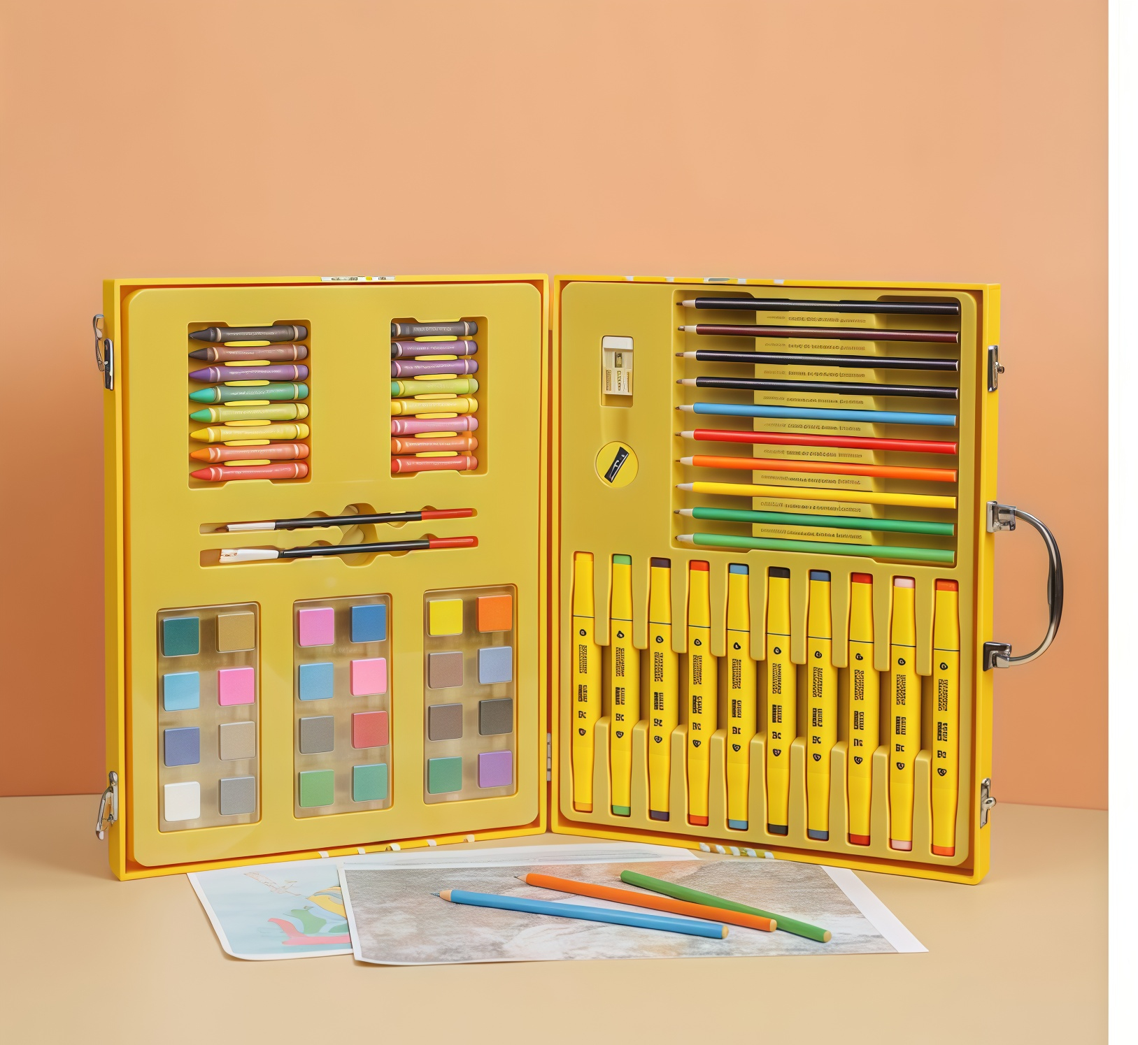 Coffret d'Art Peinture et Coloriage pour Enfants Mallette Canard Jaune - علبة أدوات الرسم والتلوين للأطفال مع حقيبة - Divers - صورة 4