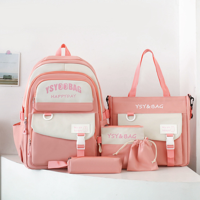 Sac à Dos Multifonctionnel Kawaii Grand Volume Imperméable et Résistant 5Pcs Rose SACKDS10RS - حقيبة ظهر بعدة قطع بتصميم كاوايي - Sac à dos et Mode - صورة 2
