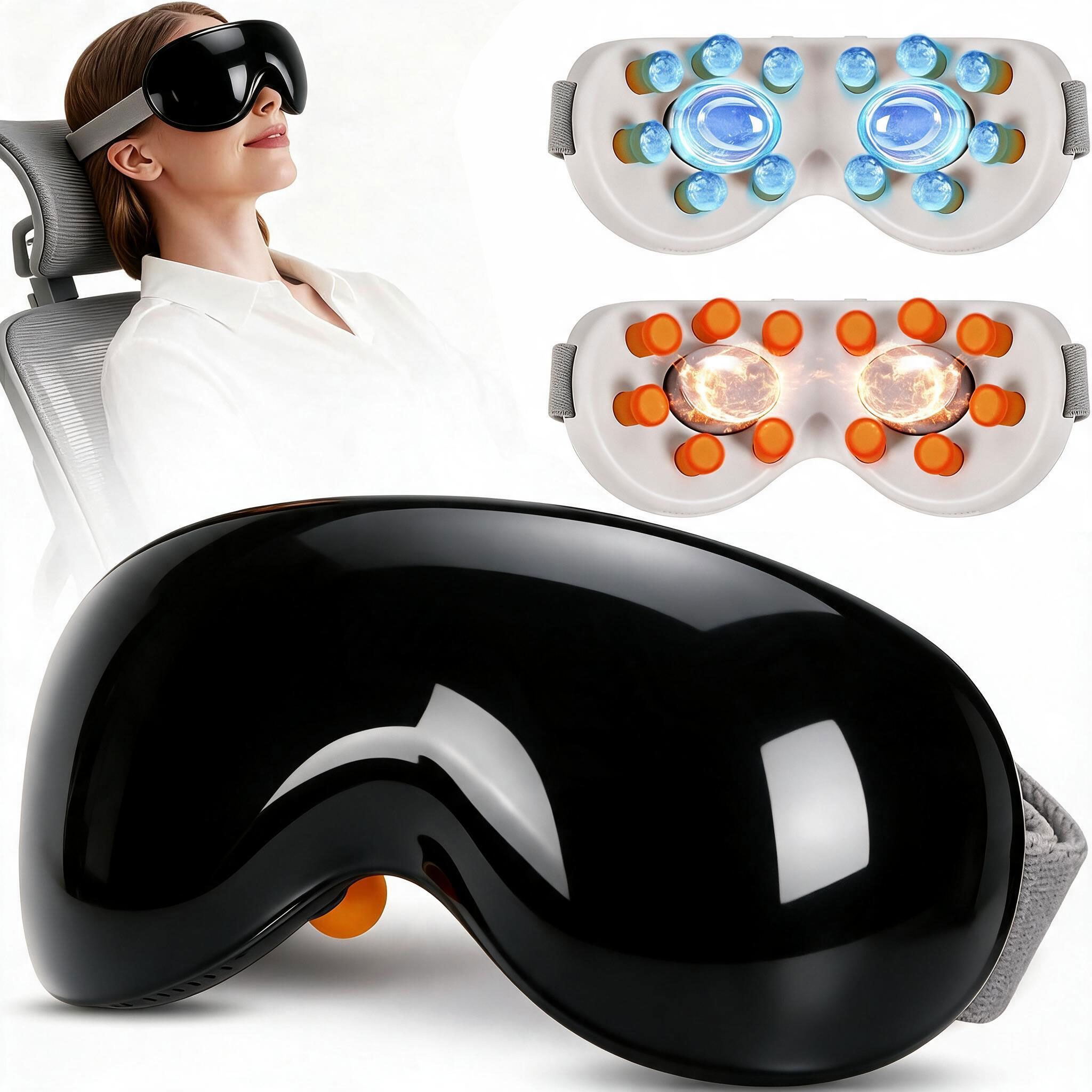 Masseur Oculaire Intelligent 12 Nœuds Compresses Chaudes et Froides Musique Intégrée - جهاز مساج العين الذكي مع خاصية التبريد والحرارة والموسيقى