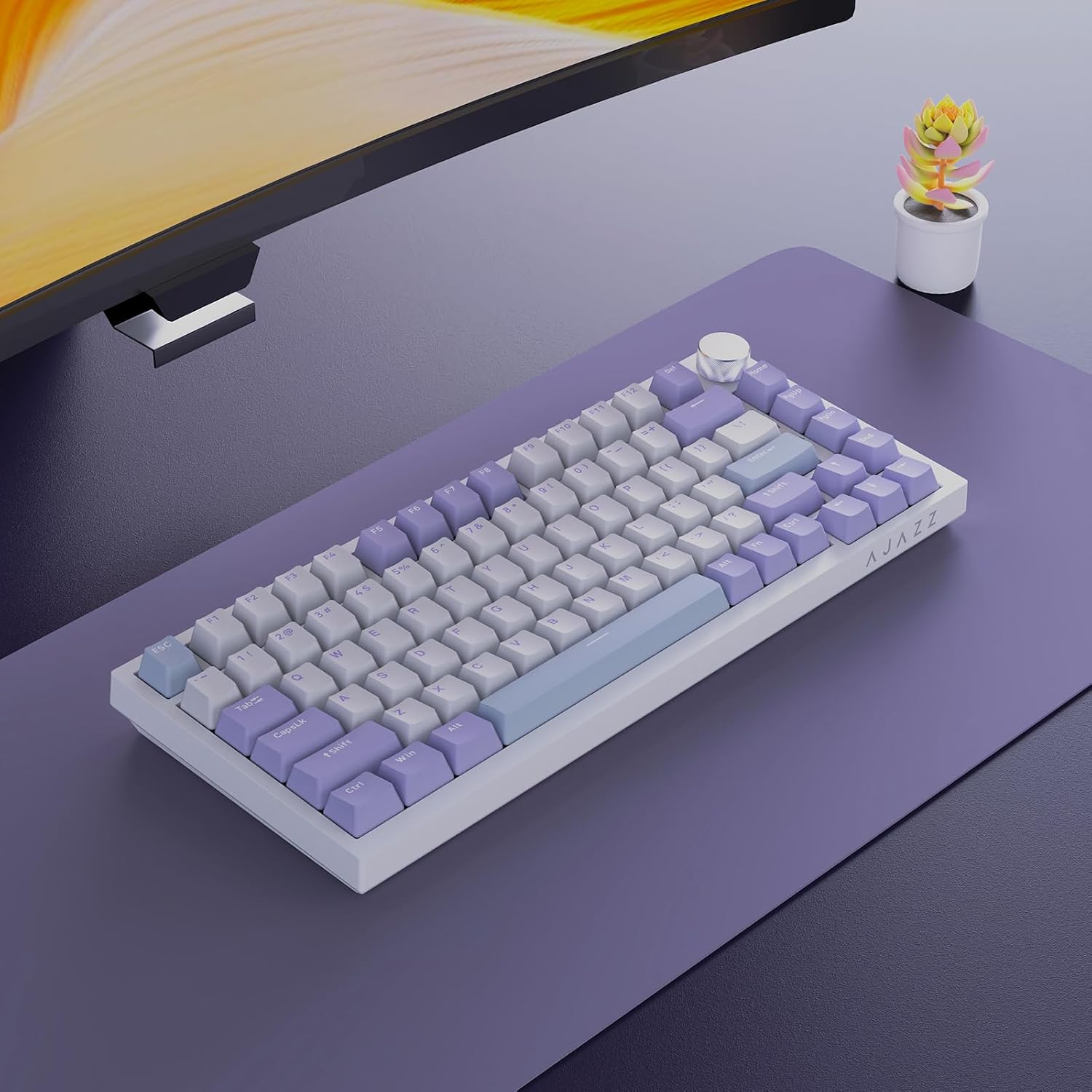 Clavier Mécanique Ajazz AK820 Purple avec Bouton de Volume et Structure Gasket - لوحة مفاتيح ميكانيكية - صورة 9