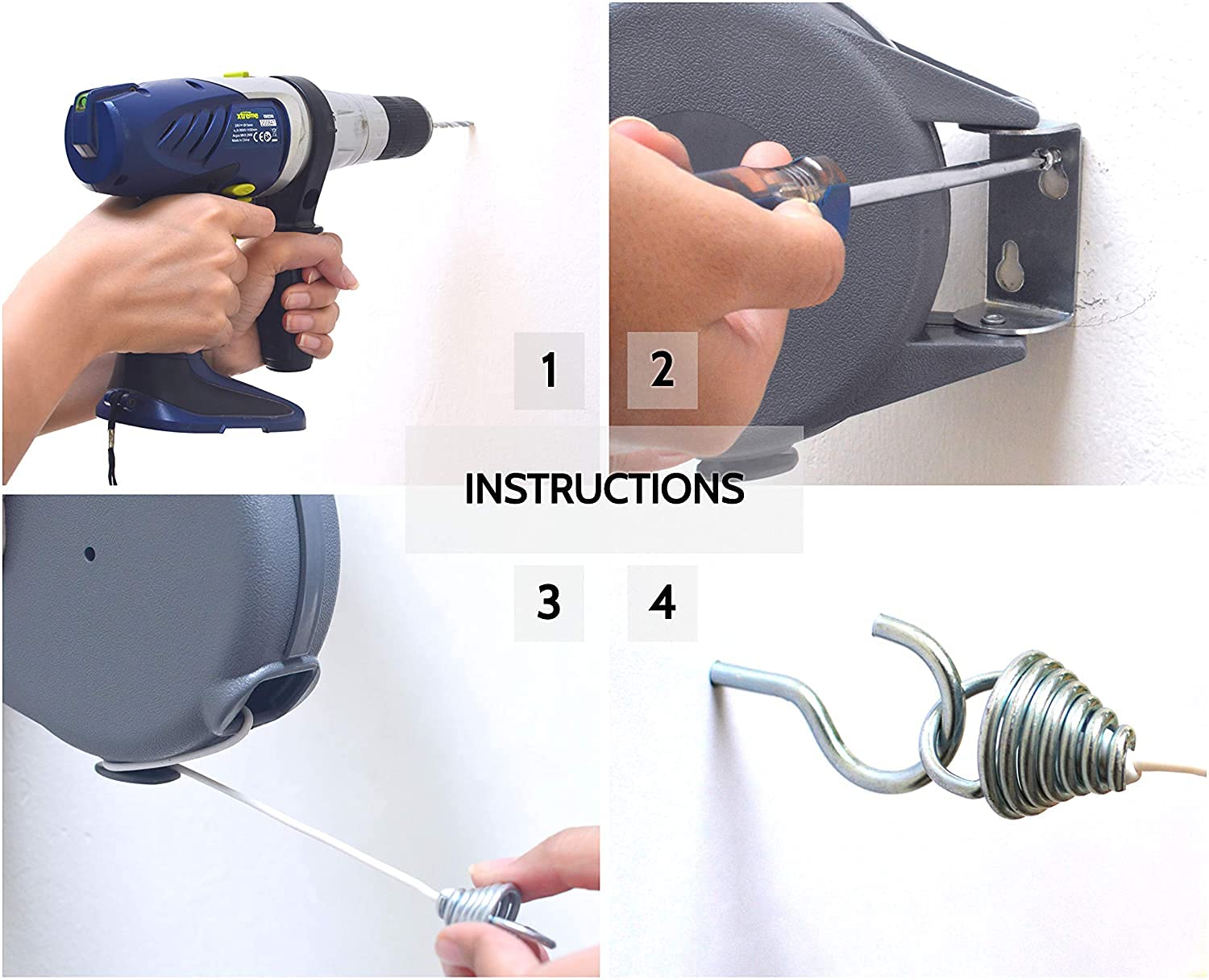 Corde à Linge Rétractable Automatique 15m Fixation Murale Supporte 10kg - حبل غسيل ملابس أوتوماتيكي قابل للسحب بطول 15 متراً - Maison - صورة 5