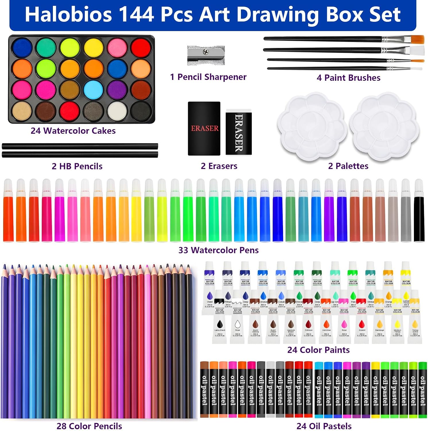 Coffret d'Art Deluxe 144 Pièces avec Mallette Portable - علبة أدوات الرسم والتلوين الفاخرة 144 قطعة داخل حقيبة - Divers - صورة 4