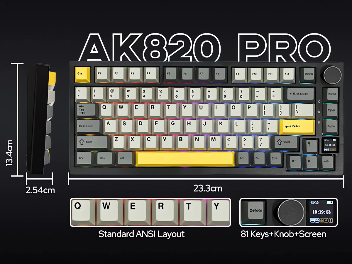 Clavier Mécanique Ajazz AK820 Purple avec Bouton de Volume et Structure Gasket - لوحة مفاتيح ميكانيكية - صورة 2