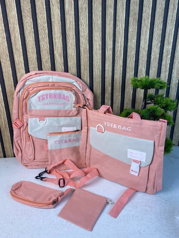 Sac à Dos Multifonctionnel Kawaii Grand Volume Imperméable et Résistant 5Pcs Rose SACKDS10RS - حقيبة ظهر بعدة قطع بتصميم كاوايي - Sac à dos et Mode - صورة 5